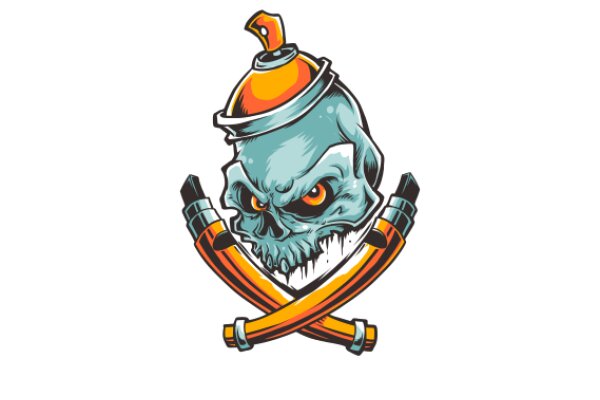 Stylish Skull with Crossbones and a Cone Hat