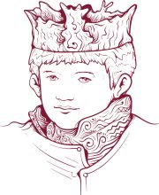 A Whimsical Portrait of a Boy with a Crown of Fish