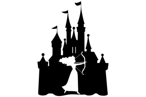 Silhouette of a Fairy Tale Castle and Archery