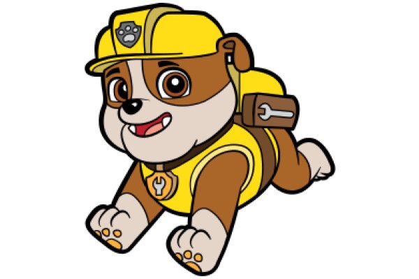 Adorable Cartoon Dog in a Construction Hat and Vest