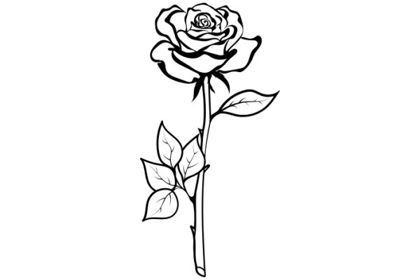 A Single Rose: A Line Drawing