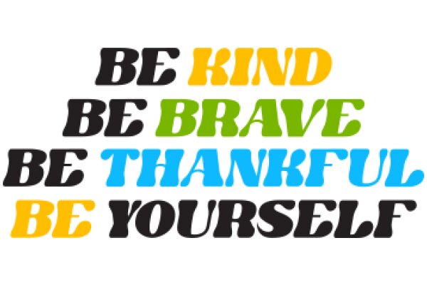 Inspirational Quote Poster: Be Kind, Be Brave, Be Thankful, Be Yourself