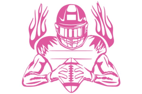 A Pink and White Illustration of a Football Player with Flames