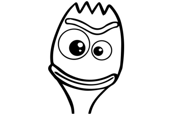 Simplistic Line Drawing of a Spatula with a Face