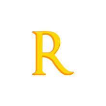 A Bright Yellow Letter 'R' on a White Background