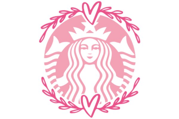 Stylized Starbucks Logo with Pink Heart and Leaves