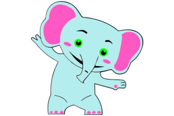 A Playful Pink and Blue Elephant Cartoon Character