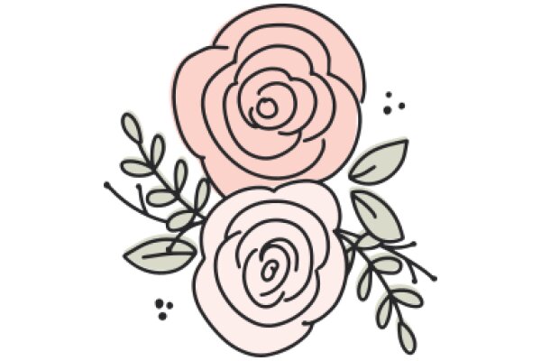 A Delicate Illustration of a Rose Bouquet with Leaves