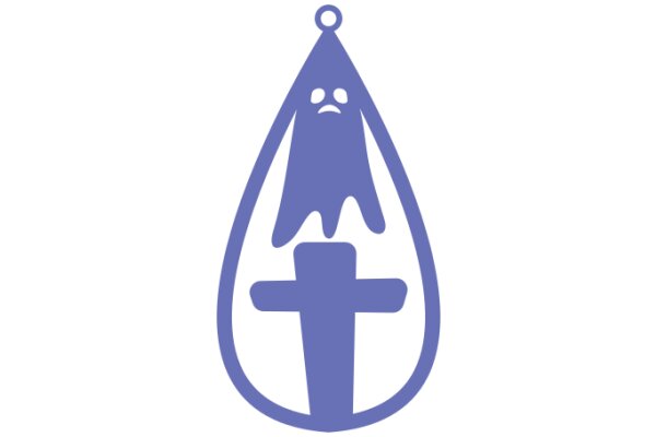 A Purple Cross with a Blue Droplet and a Cartoon Character