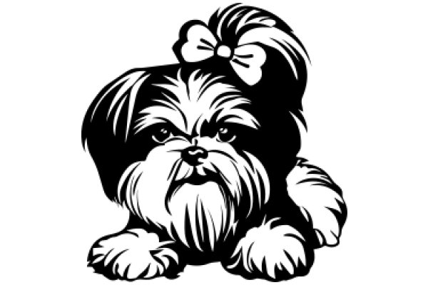 Stylish Shaggy Dog with a Bow: A Illustration