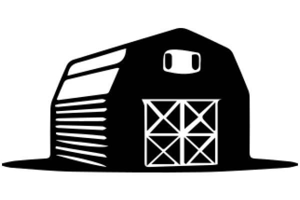 A Silhouette of a Barn with a Door and Windows