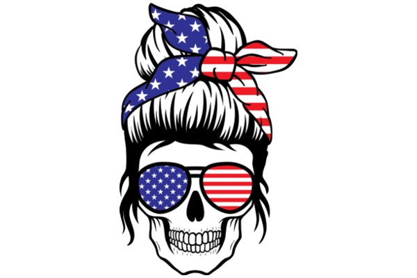 Stylish Skull with American Flag Accessories