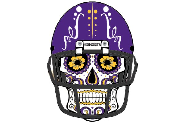 Minnesota Vikings Skull Helmet with Purple and Yellow Design