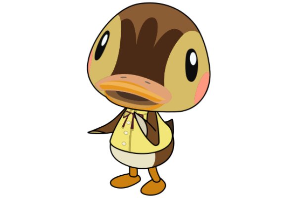 A Cute Cartoon Character: A Brown and Yellow Bird with a Pink Cheek