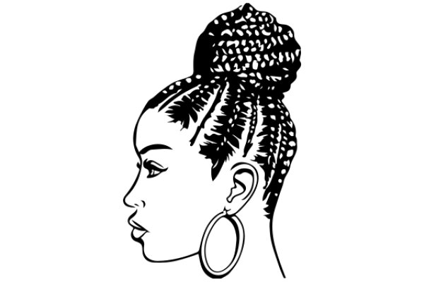 Stylized Portrait of a Woman with Afro Hair and Large Earrings