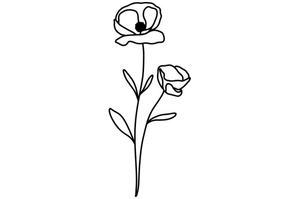 Simplicity in Nature: A Line Drawing of a Flower