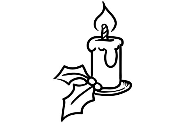 A Simple Illustration of a Candle and a Wreath