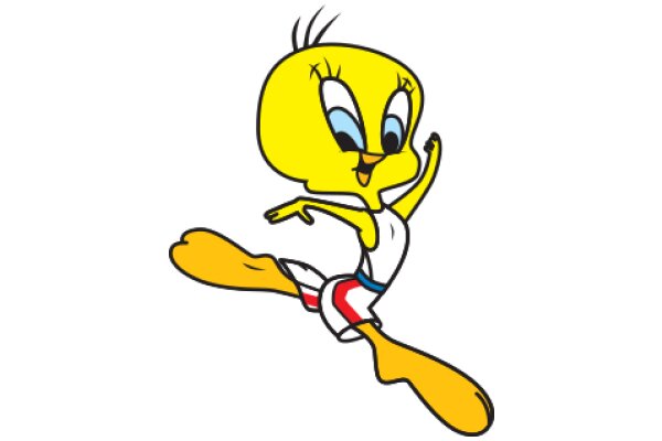 Yellow Cartoon Character in a Playful Pose