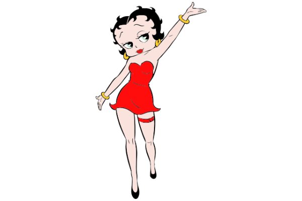 Stylish Cartoon Character in a Red Dress and High Heels