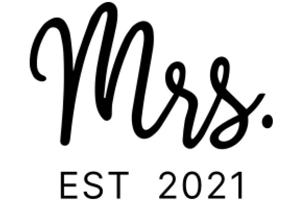 Elegant Black Calligraphy with 'Mrs.' and 'EST 2021' Text