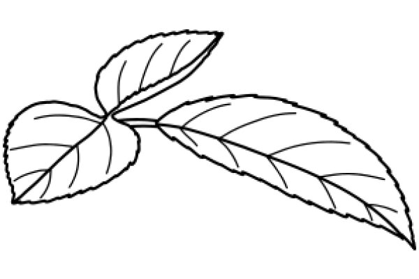 Simplistic Line Drawing of a Leaf