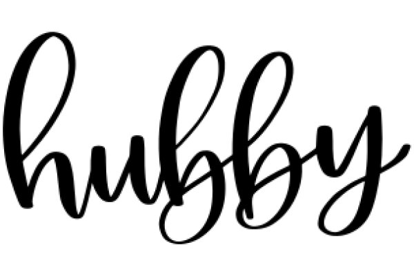 Stylish Black Calligraphy Text: 'HUBBY' on a White Background