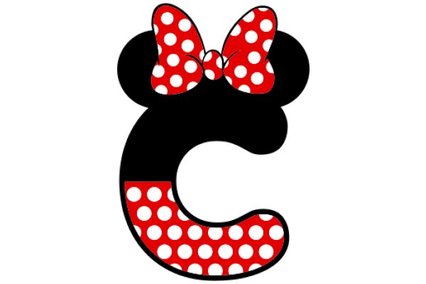 Stylized Minnie Mouse Logo with Red Polka Dots