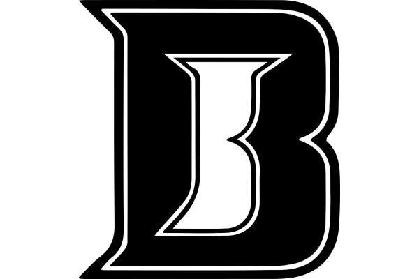 Stylized Black Letter 'B' with White Outline