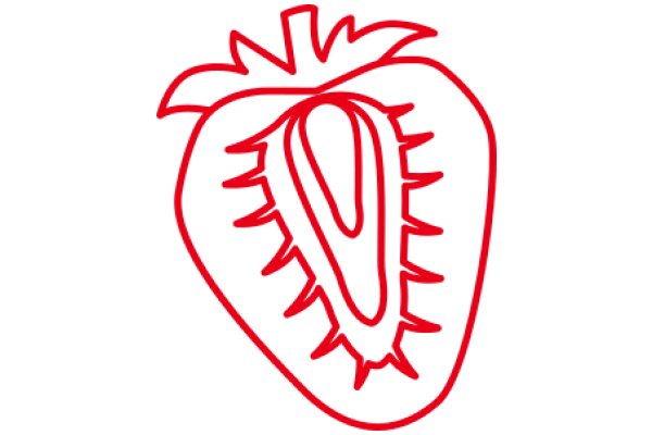 A Red Line Drawing of a Heart with a Spiky Top