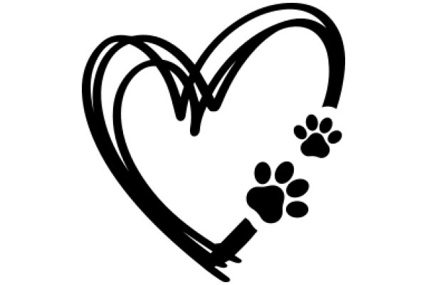 Illustration of a Heart with a Paw Print