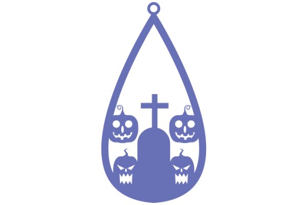 A Purple Logo with a Cross and Halloween-themed Pumpkins