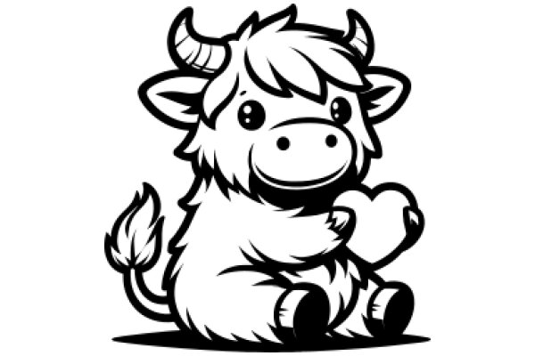 Adorable Illustration of a Cute Cow with a Heart