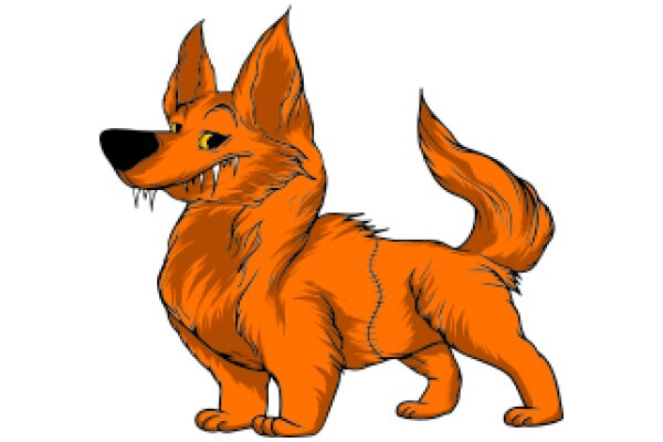 Vivid Illustration of a Fierce Orange Dog with a Mischievous Smirk