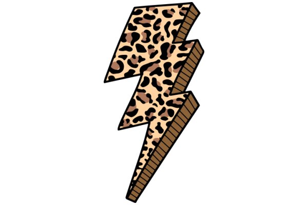 Stylized Illustration of a Leopard Print Bolt with a Brown Base