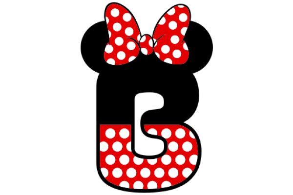 Stylized Minnie Mouse Logo with Red Polka Dots