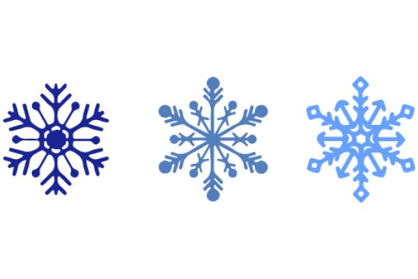 Three Beautiful Blue Snowflakes