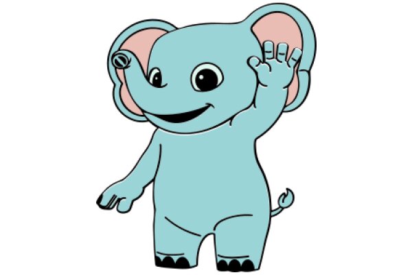 A Friendly Blue Elephant Waving Hello