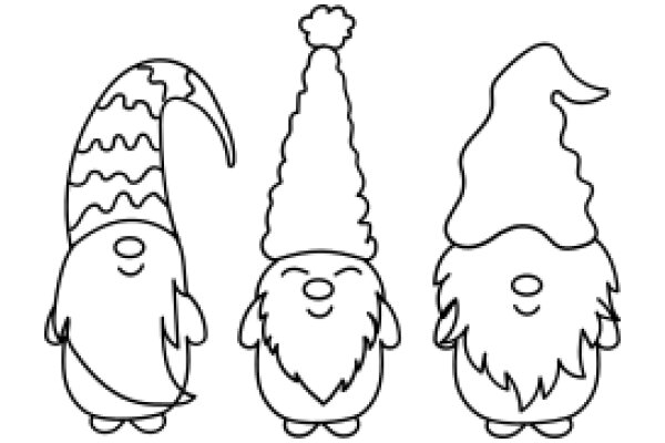 Three Whimsical Cartoon Characters: A Mermaid, A Gnome, and A Wizard