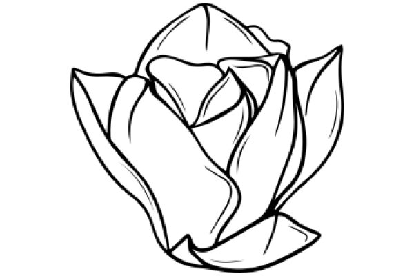 Stylized Line Drawing of a Rose