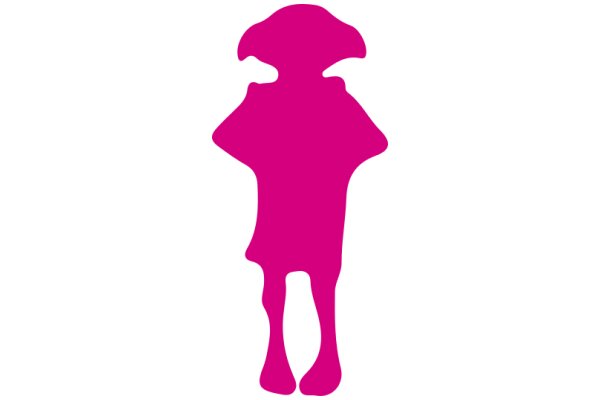 Vivid Pink Silhouette of a Figure with Horns