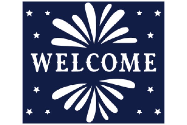 Welcome Sign with Starry Sky Background and White Lettering