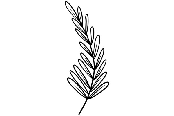 Stylized Line Drawing of a Fern Leaf