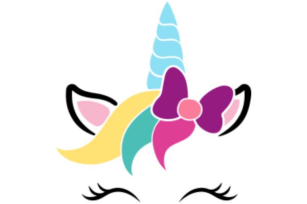 Whimsical Unicorn Logo with Elegant Eyes and Fluttering Ears