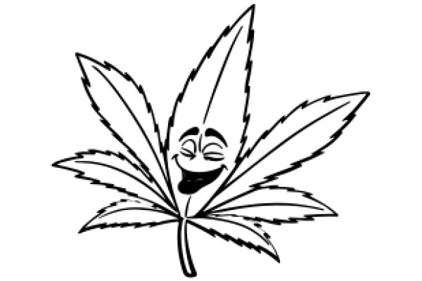 A Whimsical Illustration of a Cannabis Plant with a Smiling Face