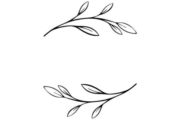 Simplistic Line Drawing of a Branch with Leaves