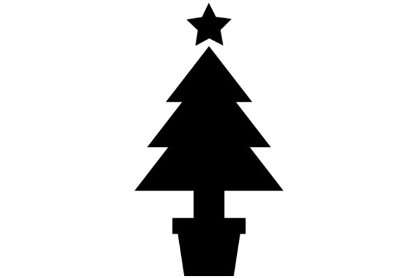 Simplistic Christmas Tree Icon with Star on Top