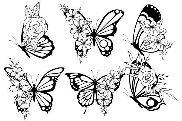 Elegant Butterfly and Flower Designs in