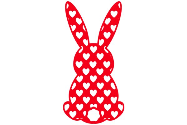 Vibrant Red Bunny with Heart Patterns