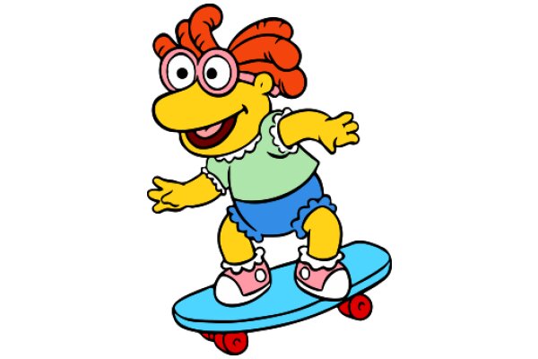 A Cartoon Character Riding a Skateboard