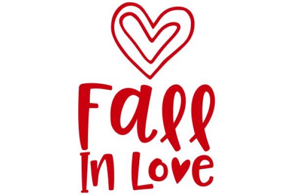 Red Heart with the Words 'Fall in Love' in a Stylized Font